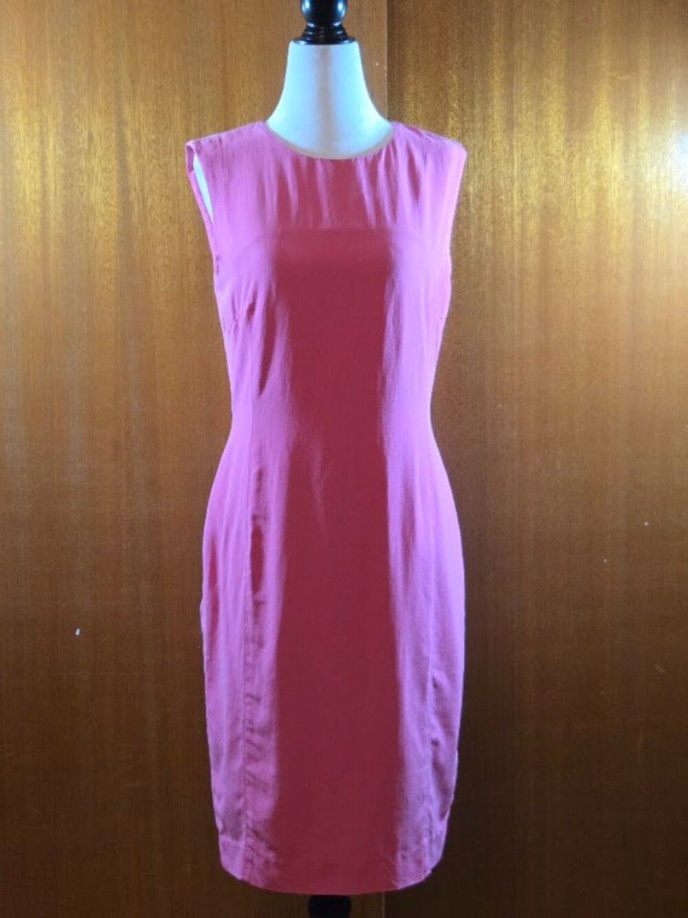 Adrienne Vittadini Hot Pink 100% Silk Sheath Shift Dress - Size 4